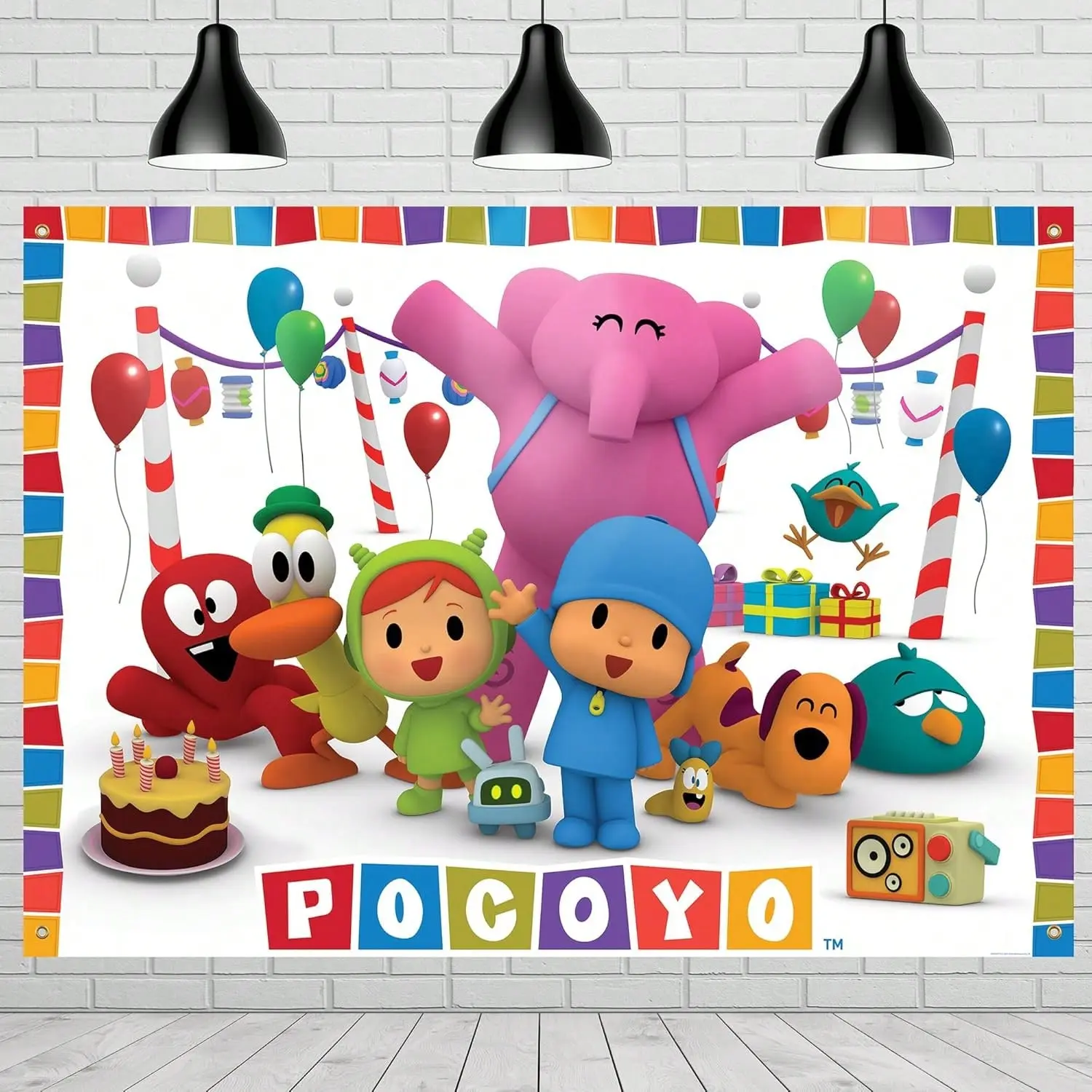 Pocoyo Synthetic Tapestry - 4.3ft Tall x 6ft Wide Silky Fabric Decorative Banner - Home Party Decorations, Birthday Gift Supplies