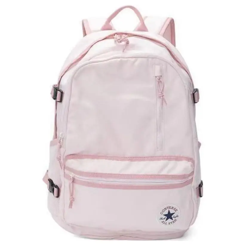 Converse Straight Edge Polyester Backpack for Men and Women, Casual Style in Pink