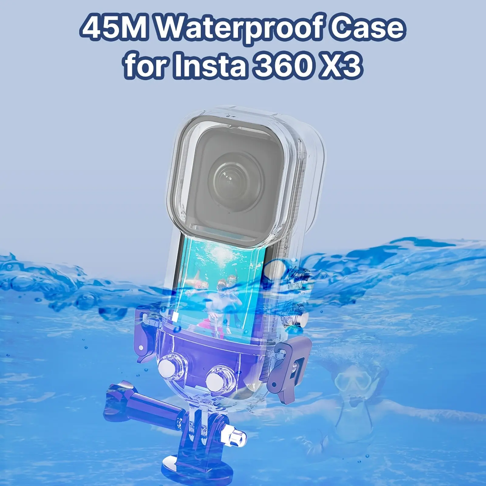 Insta360 X3 Camera Protective Case, 45m/148ft Waterproof Dive Box, with Stand, Snorkeling and Deep Diving Protection Shell, Sports Clear