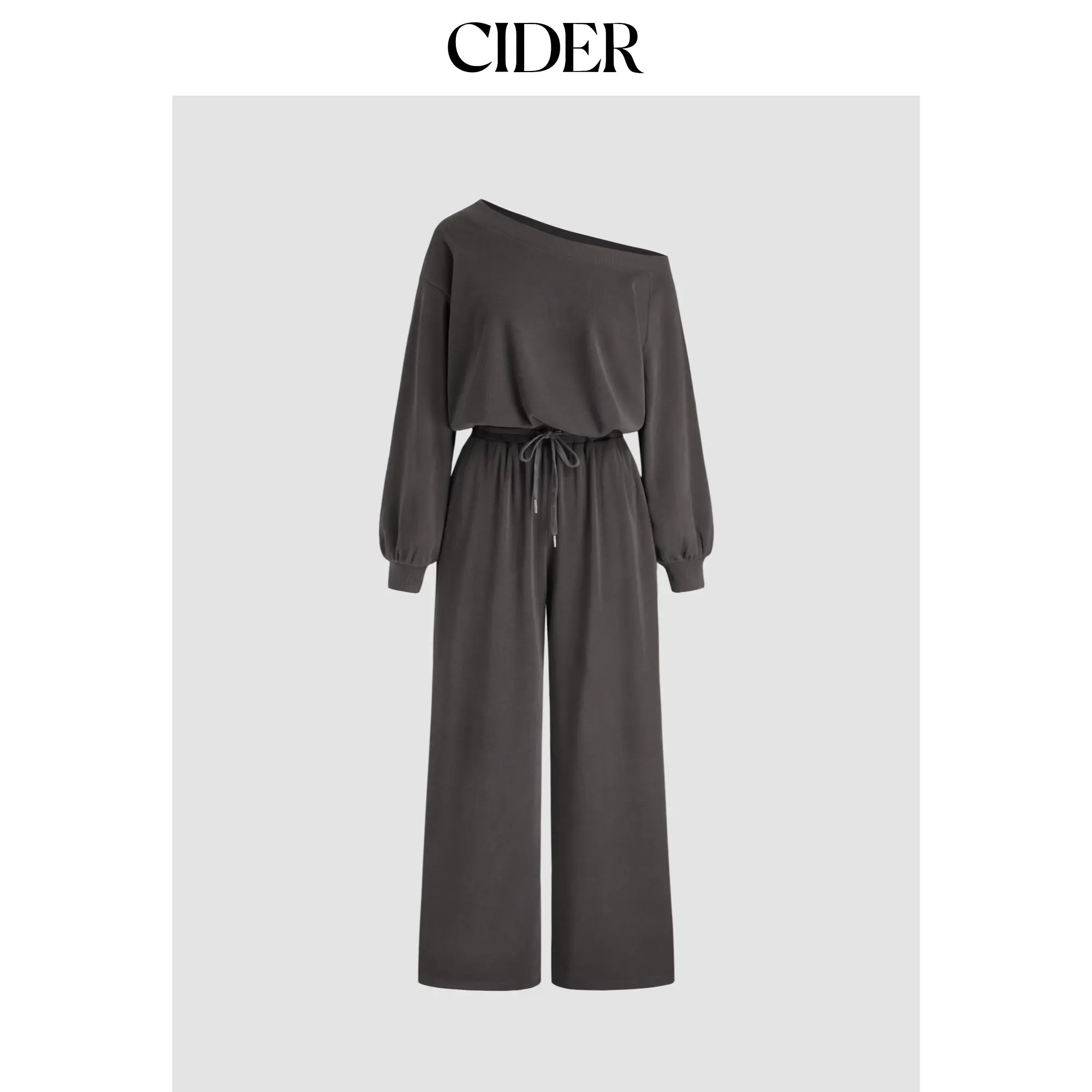 Cider Asymmetrical Neck Drawstring Oversized Jumpsuit