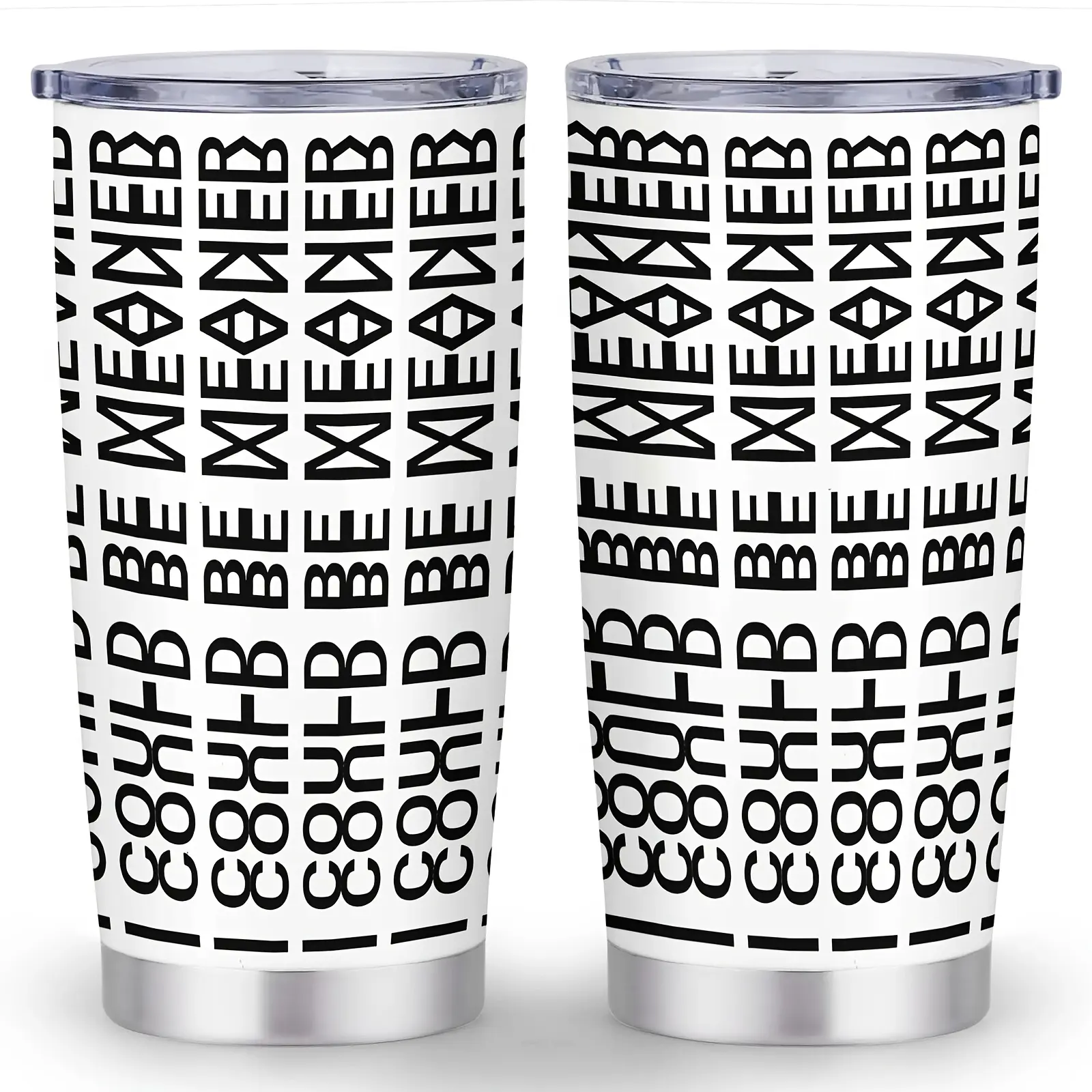 20oz Stainless Steel Insulated Flask - Hidden Message Black-White Optical Illusion Travel Mug, Leak-Proof Lid, Modern Funny Gift for Coworkers, Flasks