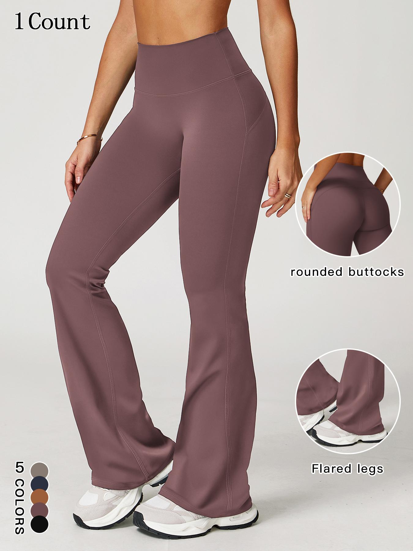 Women's Solid Color Bell Bottom Flare Leg Pants, Casual Comfy Breathable Tight-fitting Yoga Pants, Ladies Bottoms for Indoor Outdoor Wear, Casual Fitted Trousers, Boot Cut Pants