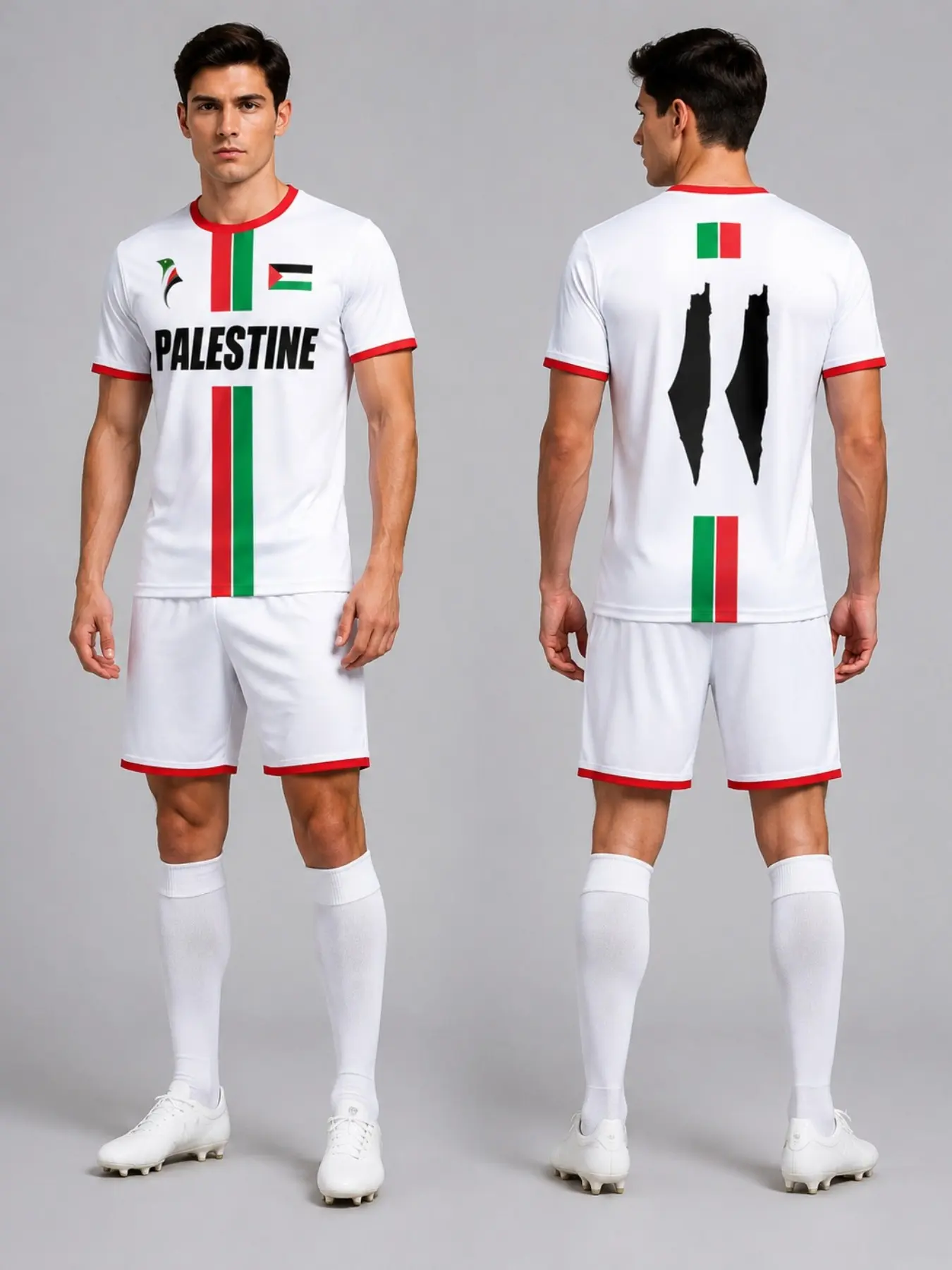Palestine Flag Print Soccer Jersey, Outdoor Sports Short Sleeve Shirt, Unisex Casual Loose-Fit T-Shirt, All Seasons Wear, Football Athletic Shirt