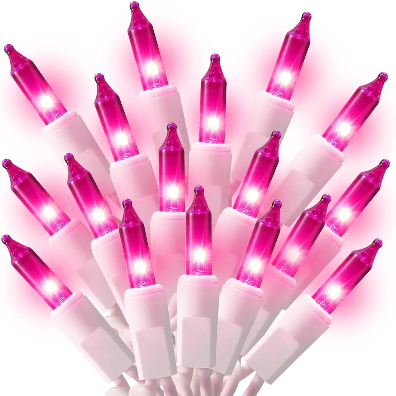 100 Count Mini Pink String Lights, 21ft Incandescent Christmas Tree Lights, UL Certified Indoor Outdoor Pink Fairy for Room, Valentine's Day, Porch, Weddings,Christmas Decor, Room Decor, Fairy Lights