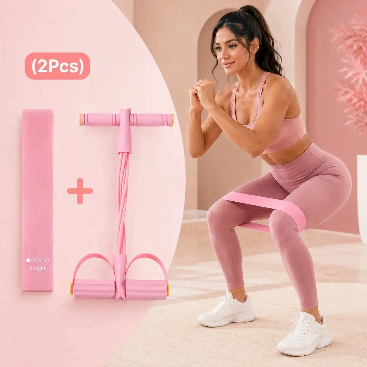 2pcs Full Body Resistance Training Bands Set, Fitness Training Band, Upgrade Pedal Resistant Rope, 5-Level Elastic Stretch Bands, Exercise Bands, Ideal for Home Gym, Yoga, Pilates