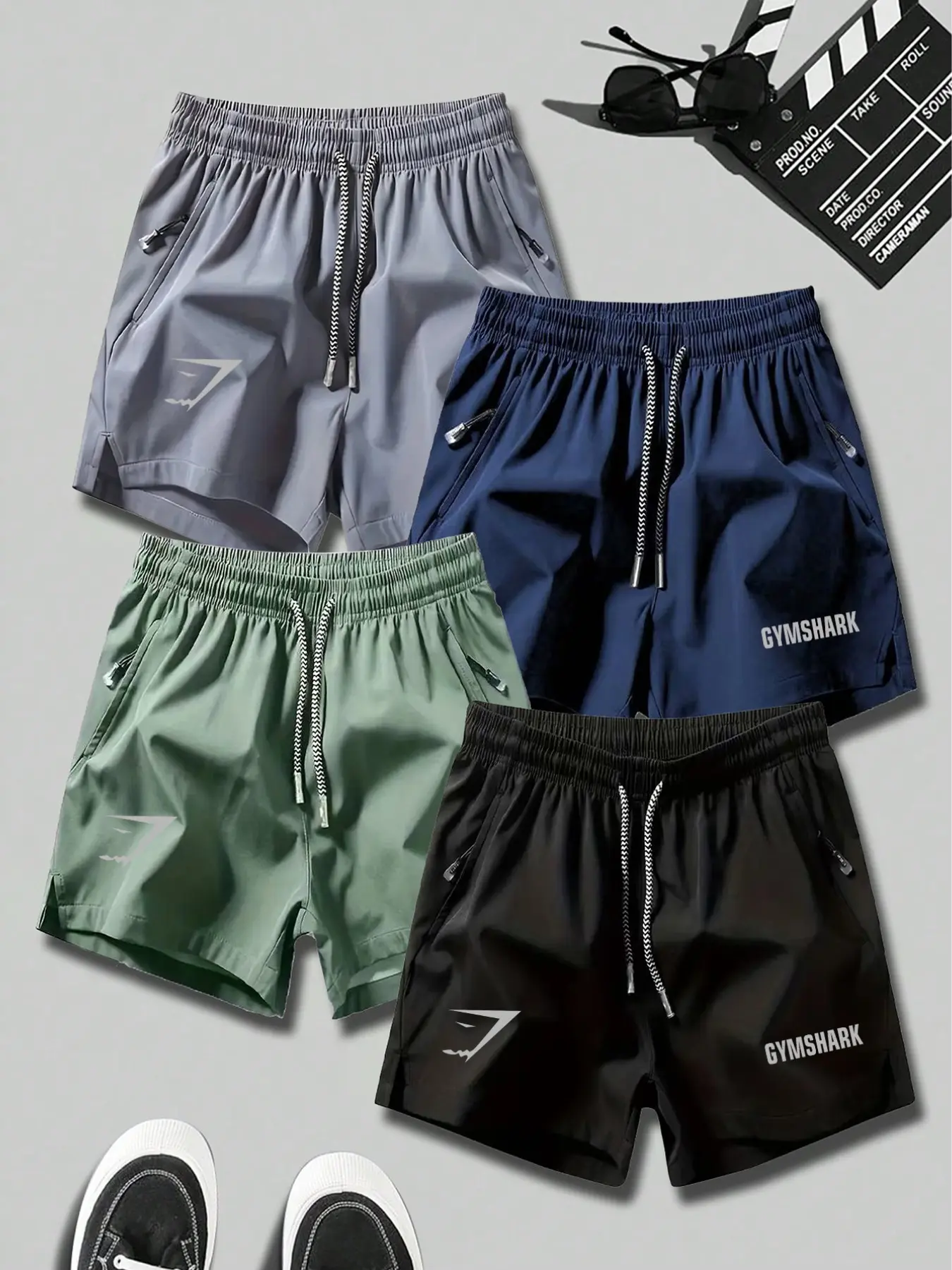 Unisex 4-Piece Lightweight Quick-Dry Sport Shorts Set, Ideal for Gym, Running, Outdoor Activities, Summer Leisure, Comfortable and Breathable