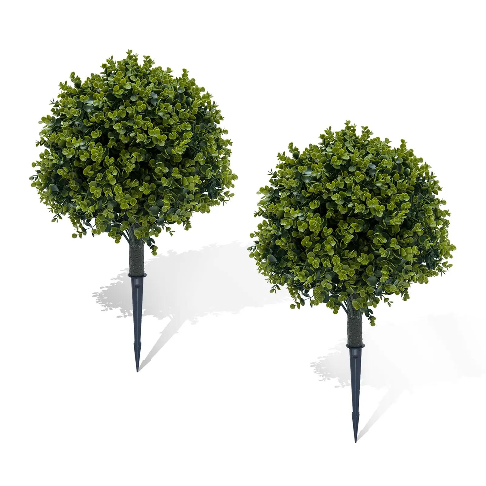 2 Pcs Artificial Boxwood Topiary Ball Trees 65cm with Integrated Ground Stake – Realistic Faux Boxwood & Cedar Shrubs, UV Resistant, Maintenance-Free Greenery for Indoor & Outdoor, Garden, Balcony