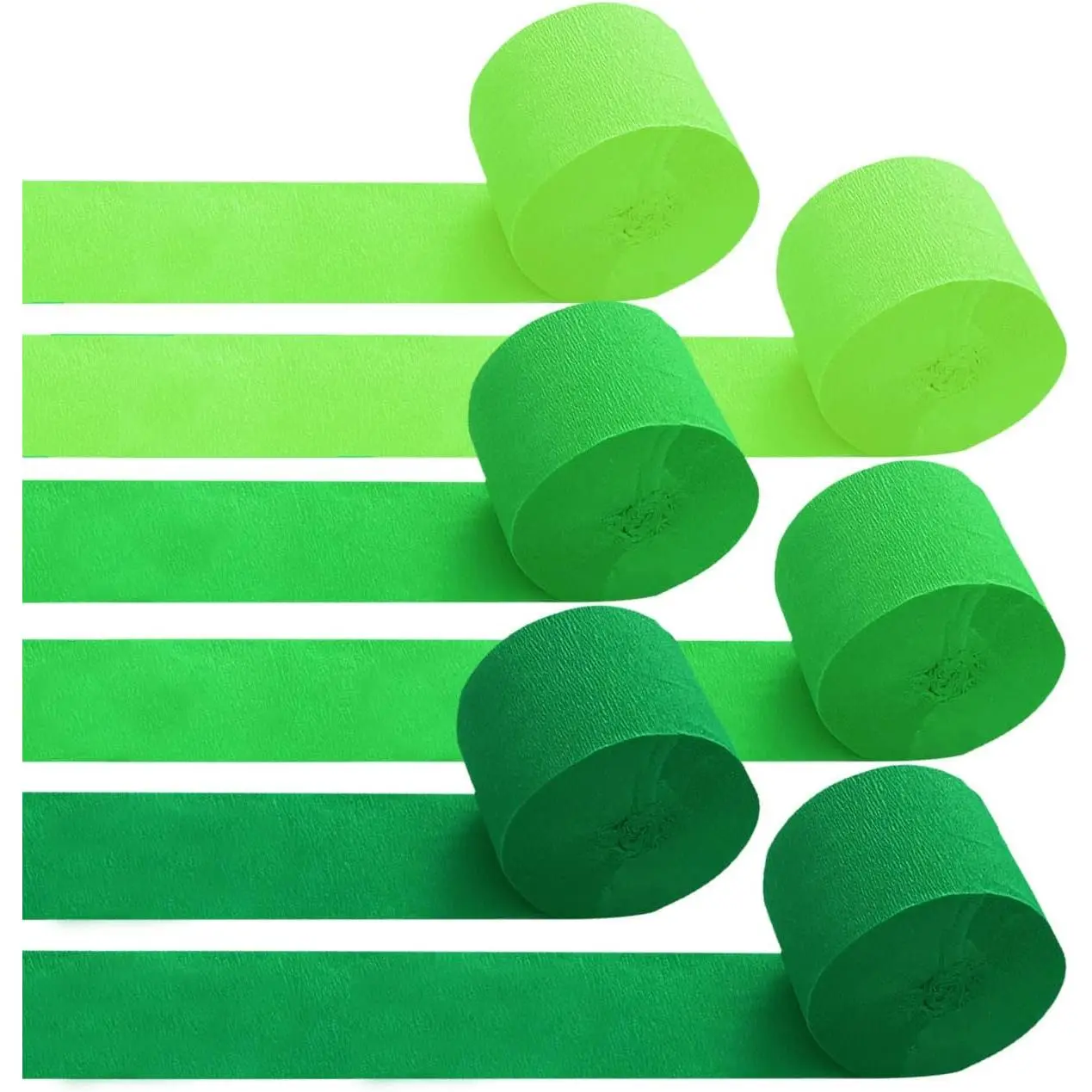 Green Crepe Paper Streamers Home Supplies, 6-Roll Pack, 82ft Long Total Length, 1.8in Wide, for St. Pat’s Party Decorations