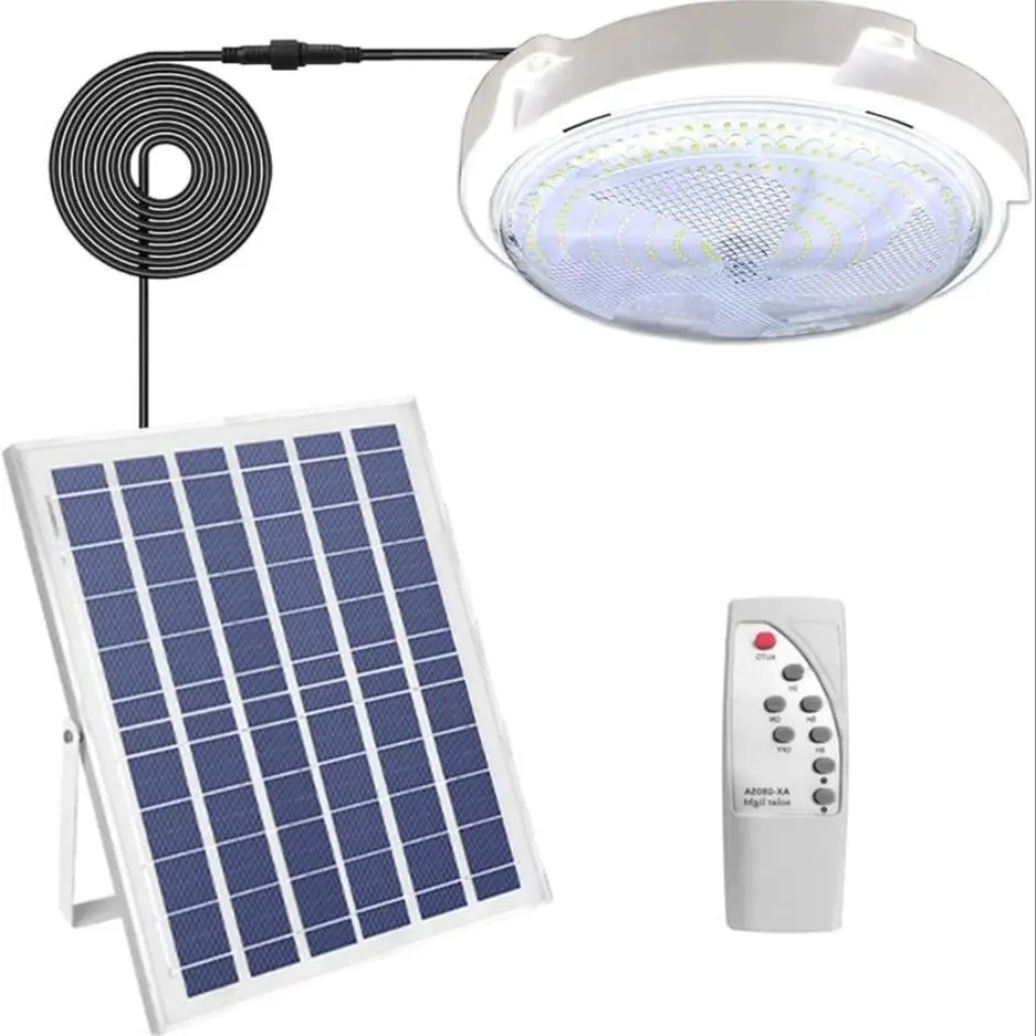 High-Power Solar Ceiling Light, Ip65 Waterproof Indoor Outdoor LED Solar Lamp, 6500k Bright Home Lighting, Remote Control Included, Outdoor Waterproof Lights, Solar Powered Light
