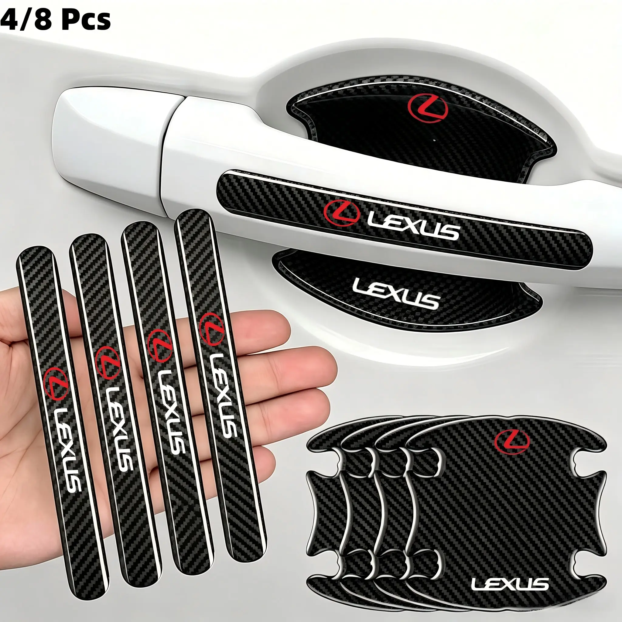 4/8 Pcs Car Door Handle Scratch Guard Stickers, Automotive Decals, Automobile Decals, Universal Fit for Lexus Models, Paint Protection Film, Auto Accessories