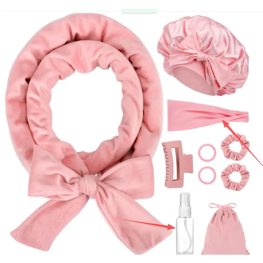No Heat Overnight Curl Headband, 70" Soft Ribbon Curl Wrap for Long Hair - 10PCS Rods Set with Bonnet, Heatless Curls Overnight for Long Hair, No Heat Hair Curlers to Sleep In Overnight Curls, 70" Soft Velvet No Heat Overnight Curlers Set for Women