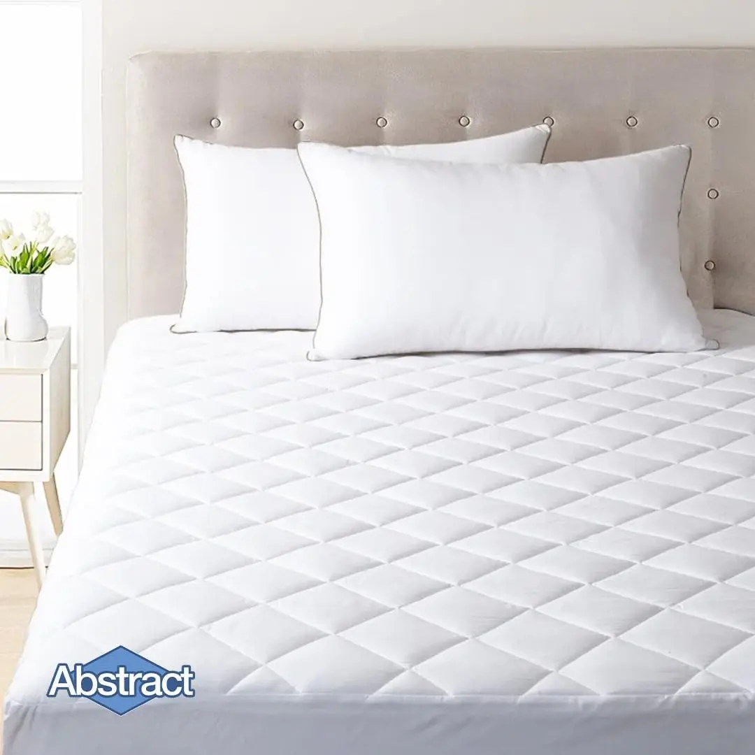 Abstract Mattress Pad - Quilted, Fitted Mattress Cover - Breathable Soft Cotton Cooling Mattress Protector for RV/Travel Trailer - Pillow Topper Bed Protector- 44x75, White