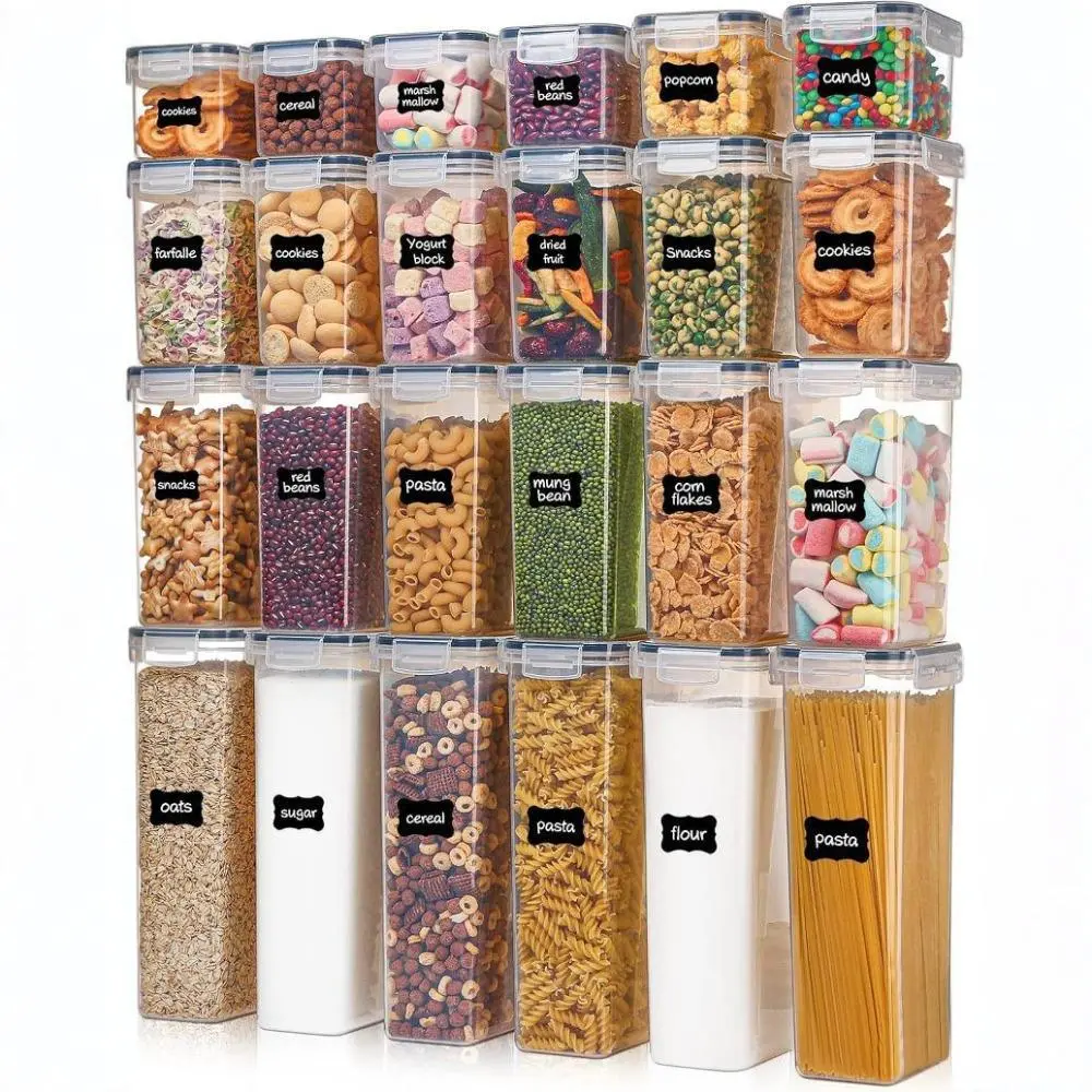 24PCS Airtight Food Storage Container Set, Fresh-Keeping Boxes, Easy-to-Secure Lids, Suitable For Pantry, Travel, Outdoor Picnics, Kitchen Organization, Comes With Labels And Marker#DealsForYouDays,dorm essentials,home decor