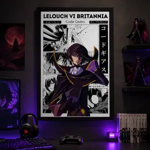 Code Geass Lelouch Vi Britannia Anime Poster, Manga Wall Artwork Prints, Home Decor Gift, Canvas Wall Art Print, Japanese Anime Room Decor for Bedroom Dorm Gaming Room Office, Manga Poster Gift for Anime Fans