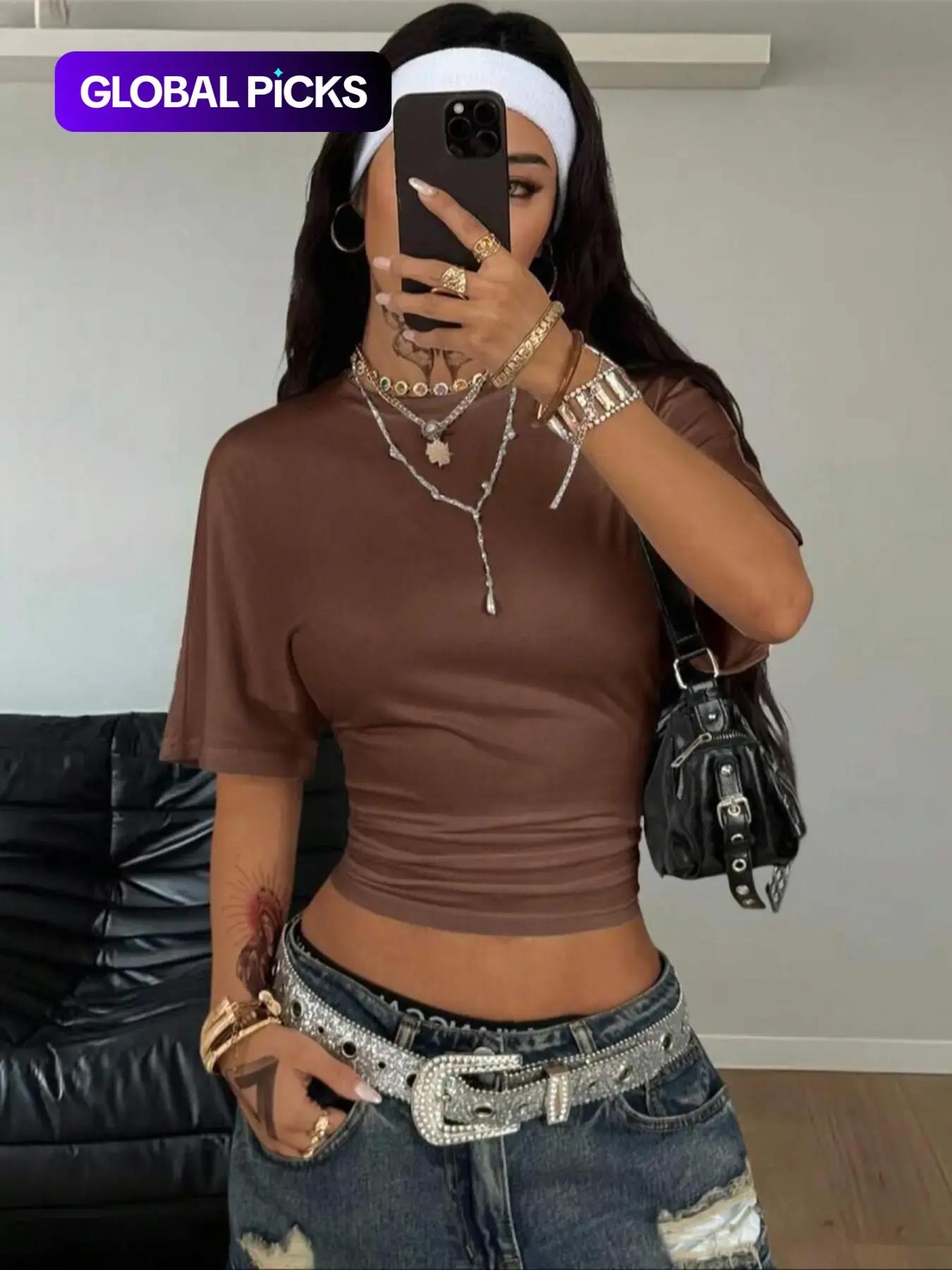 Women's Summer Casual Everyday Y2K Basic Minimalist Loose Ruched Cropped Short Fit T-Shirt, Elastic Stretchy Street Style Tee for Daily Wear & Back to School Streetwear, Top #GLOBAL PICKS