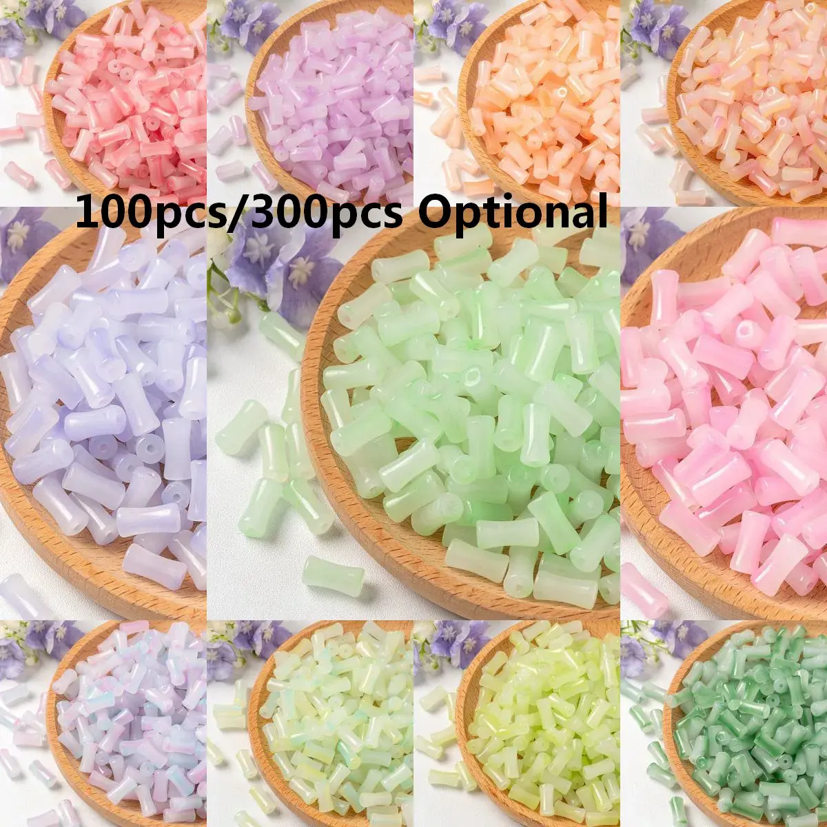 100/300pcs Gradient Bamboo Bead Jewelry Making Supplies, Beading Supplies, Beads For Jewelry Making, DIY Bracelet Necklace Keychain Craft Kit, Perfect for Handicraft Lovers