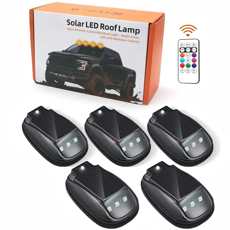 Solar Roof RGB Flashing Light with Remote, Wireless LED Truck Pickup Warning Lamp, Camping Night Visibility, Indoor Lighting