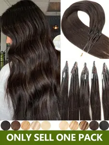 50pcs Real Hair 8D Silicone Rings Microloop Human Hair, Invisible Nano Ring Extensions, 12-20 Inches, Natural Look, Easy to Use, Durable and Comfortable