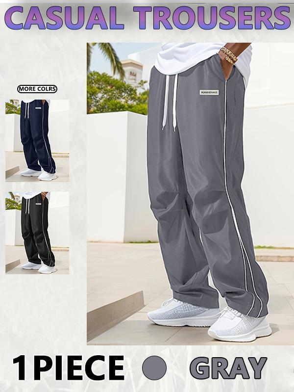 Men‘s Loose Sports Pants Men Trousers Grey Side Stripeswith Gold Accent Stripe Comfortable DesignAthleisure Style Bottoms Athletic Bottoms Gymwear streetwear fall outfits outfits men gym athletic clothes