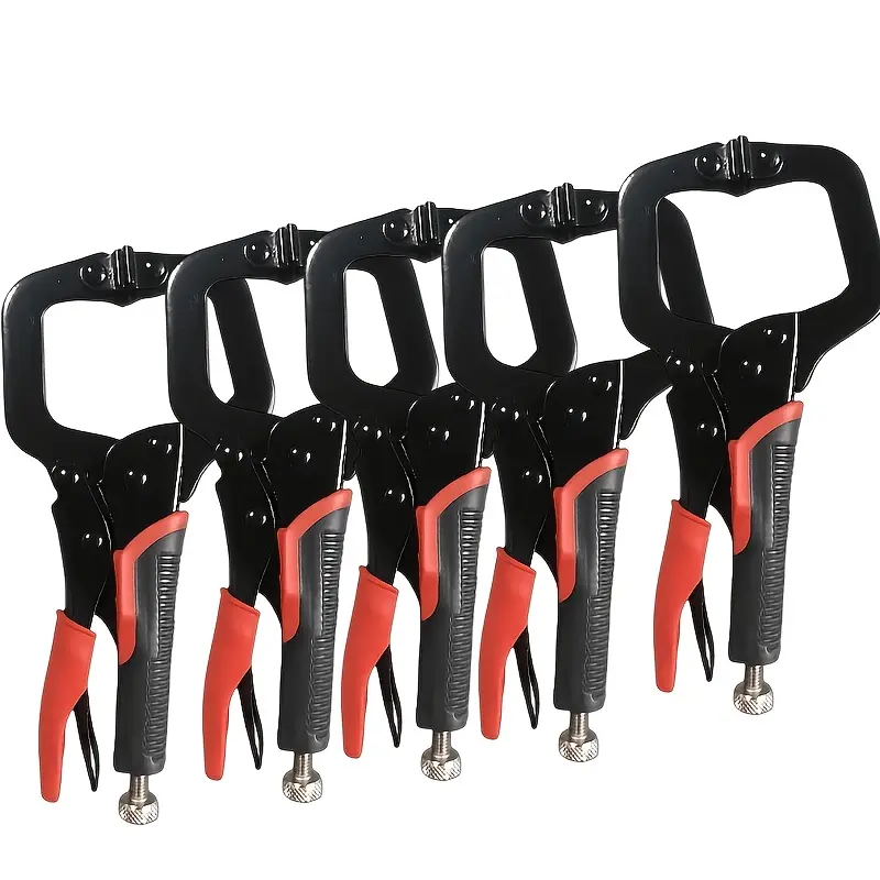 6 Inch 5 - Pack Locking Pliers Non - Slip Handle Adjustable Heavy Duty Swivel Jaw Wide Mouth Welding Clamp Multi - functional Woodworking Industrial Fastening Tool Secure Clamp