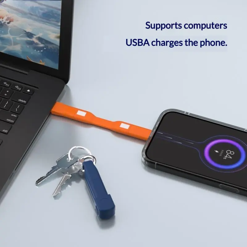 Portable Data Cable Keychain Four-in-One PD Fast Charge Data Cable