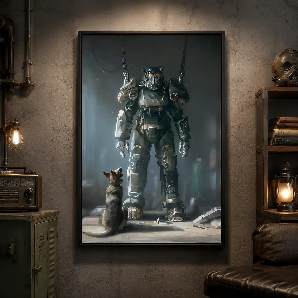 Fallout 4 Classic Game Poster, Fallout 4 With Dog Video Game Posters, Canvas Wall Art Print, Retro Gaming Room Decor, Post Apocalyptic Sci Fi Poster for Bedroom Dorm Office Man Cave, Gift for Video Game Fans