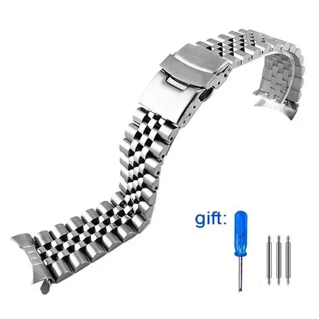 Unisex 22MM Jubilee Diving Stainless Steel Watch Strap, Curved End Fashion Replacement Strap for Casio Duro MDV106-1A, MDV107-1A Metal Wristband Bracelet, Replace Strap