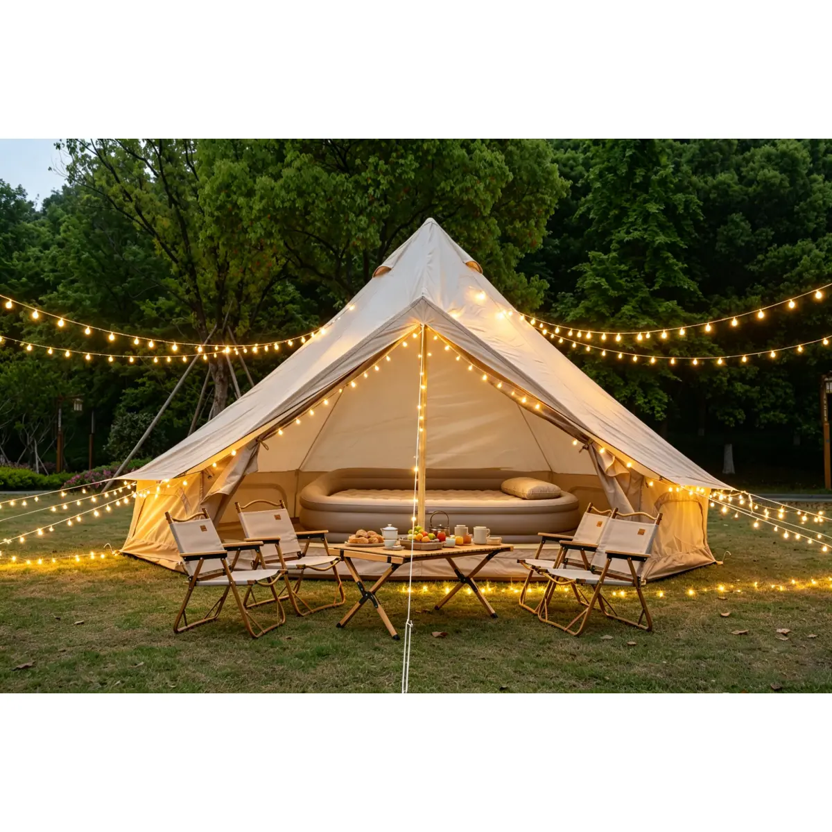 AobtkelOxford Bell Tent for Family Camping - Spacious 9.8ft Yurt with Stove Jack, Large Glamping Tents for 3-4 People, 4 Season Oxford Hot Tent Shelter  Beige