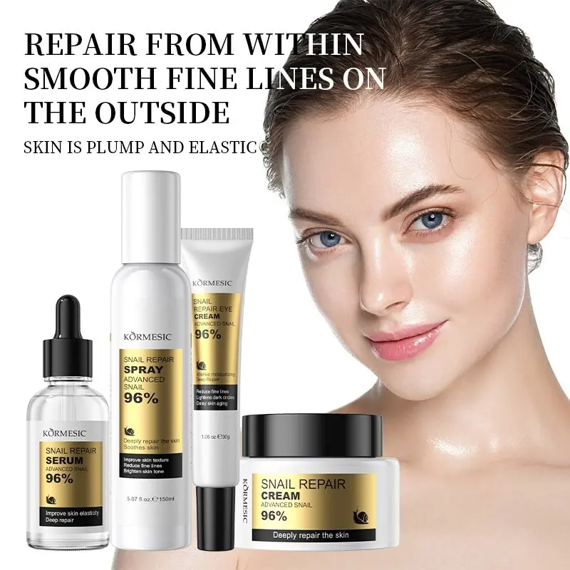 KORMESIC Snail Repair Skin Care Set, Mist Serum Eye Cream Facial Cream With 96% Snail Secretion Filtrate, Snail Mucin, Hydrating, Firming, Smoothing, Reduce Fine Lines, Repair Skin Barrier Bright Dull Skin, Anti-Aging Nourishing Facial Skincare Gift Box