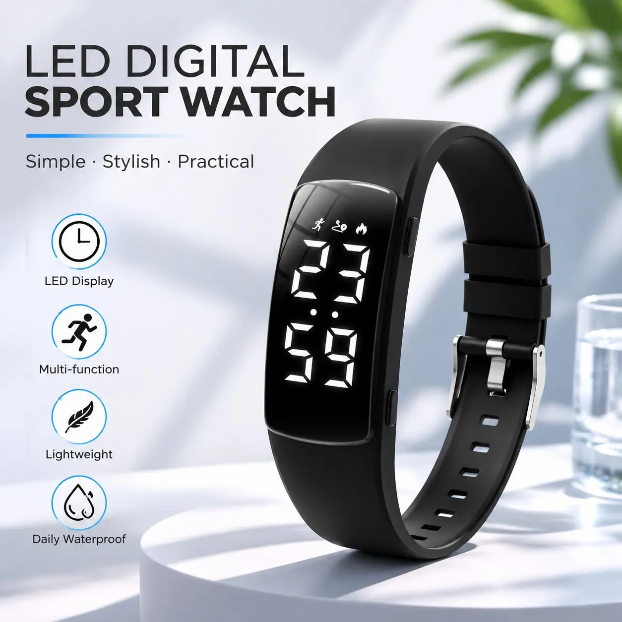 2026 New Men's and Women's Waterproof Digital Watch: Large Luminous Display, Silent Vibration Alarm, Step Counter, Timer, Calorie Counter, Countdown/Count-up Timer, and Exercise History Tracking—the perfect choice for active lifestyles