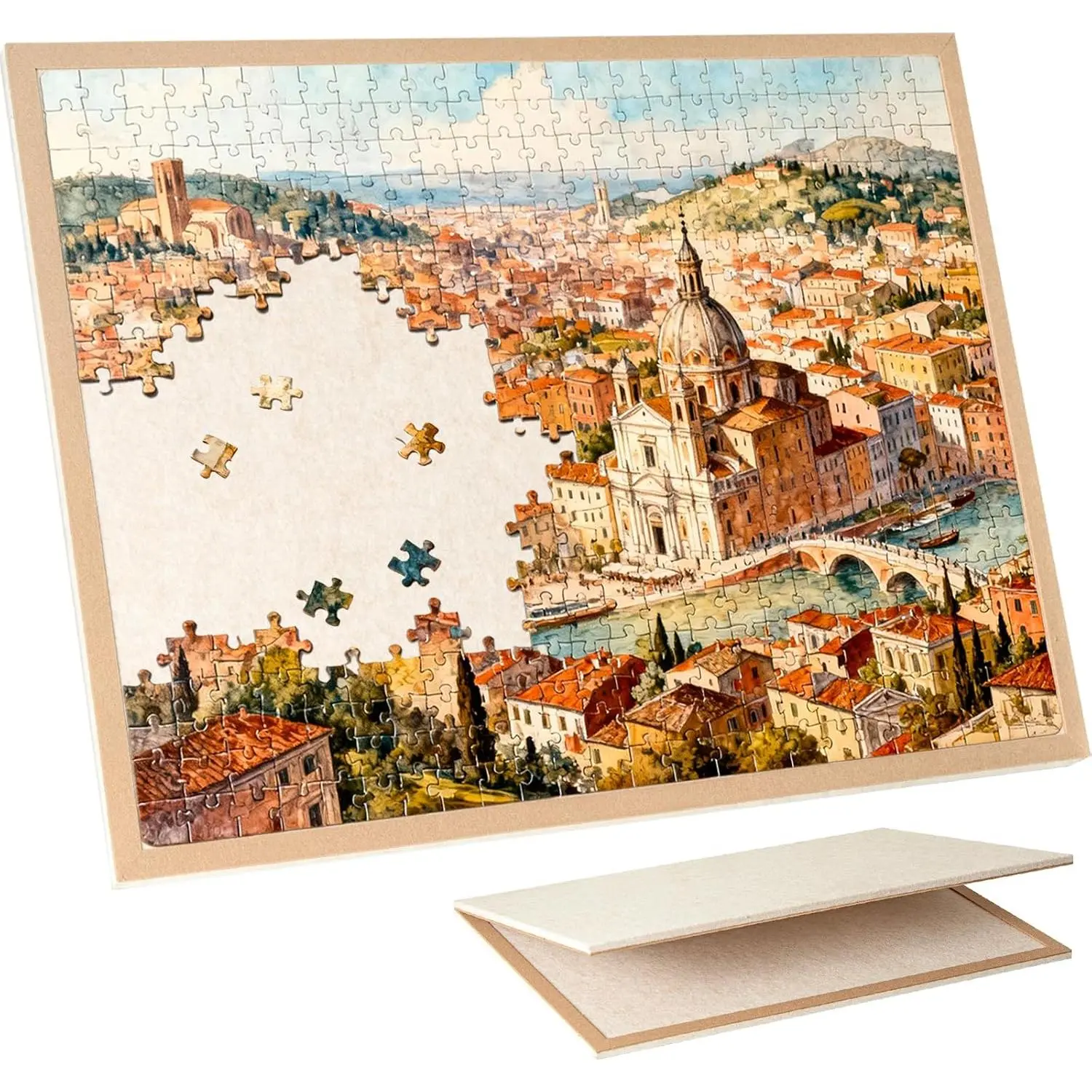 Foldable Jigsaw Puzzle Board for 1000 Pieces, 31.5" x 24" Felt Display Board