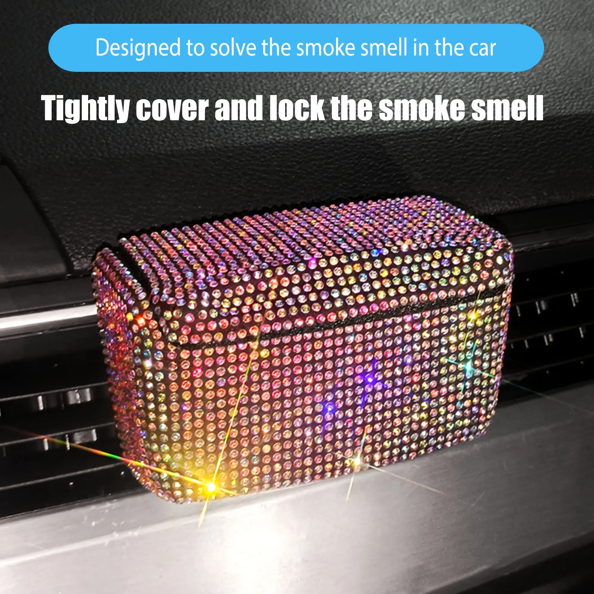 A Luxurious, Shiny Ashtray with a Creative Design, Featuring a Lid And Ventilation, Suitable for Hanging in Cars, Homes, And Offices, Without Battery
