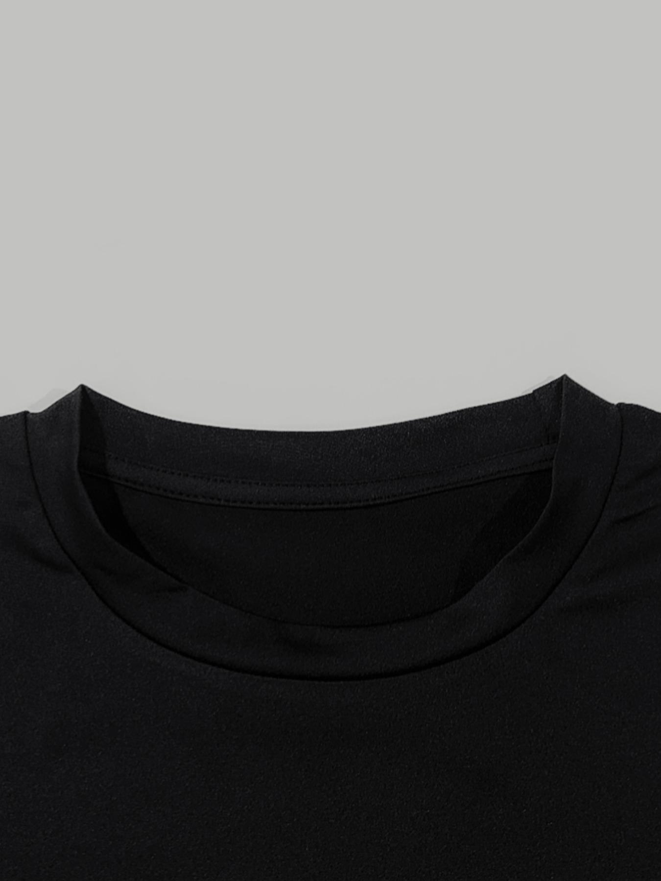 Women's Letter Print Round Neck Crop Tee, Casual Streetwear Short Sleeve Crew Neck T-shirt for Summer, Women's Top for Daily Wear, Graphic Tees Women, Womenswear, Polyester