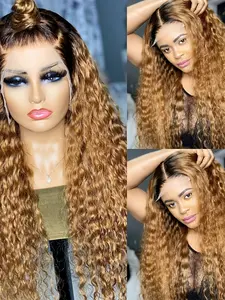 Gradient Soft Long 26 Inch 180 Density Twist Curl Deep 13x4x1 Front Lace Wig, Glueless Heat Resistant Daily Wear Synthetic Fiber Wig