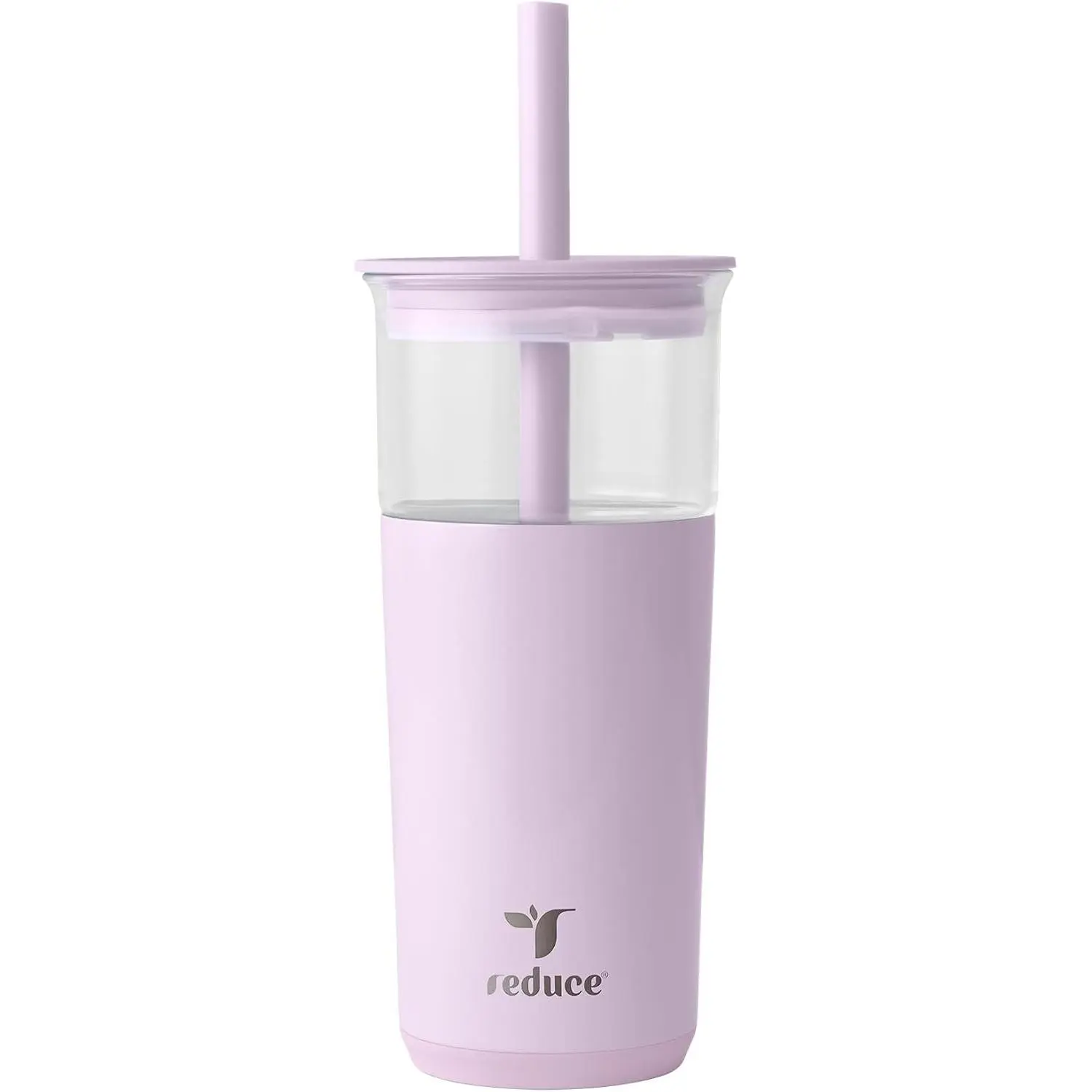 Aspen 20 oz Vacuum Insulated Glass Tumbler with Lid & Extra Wide Straw - Keeps Drinks Cold for 12 Hrs - Ideal for Iced Coffee, Smoothies & Boba - Dishwasher Safe, Soft Base - Lilac BudGift