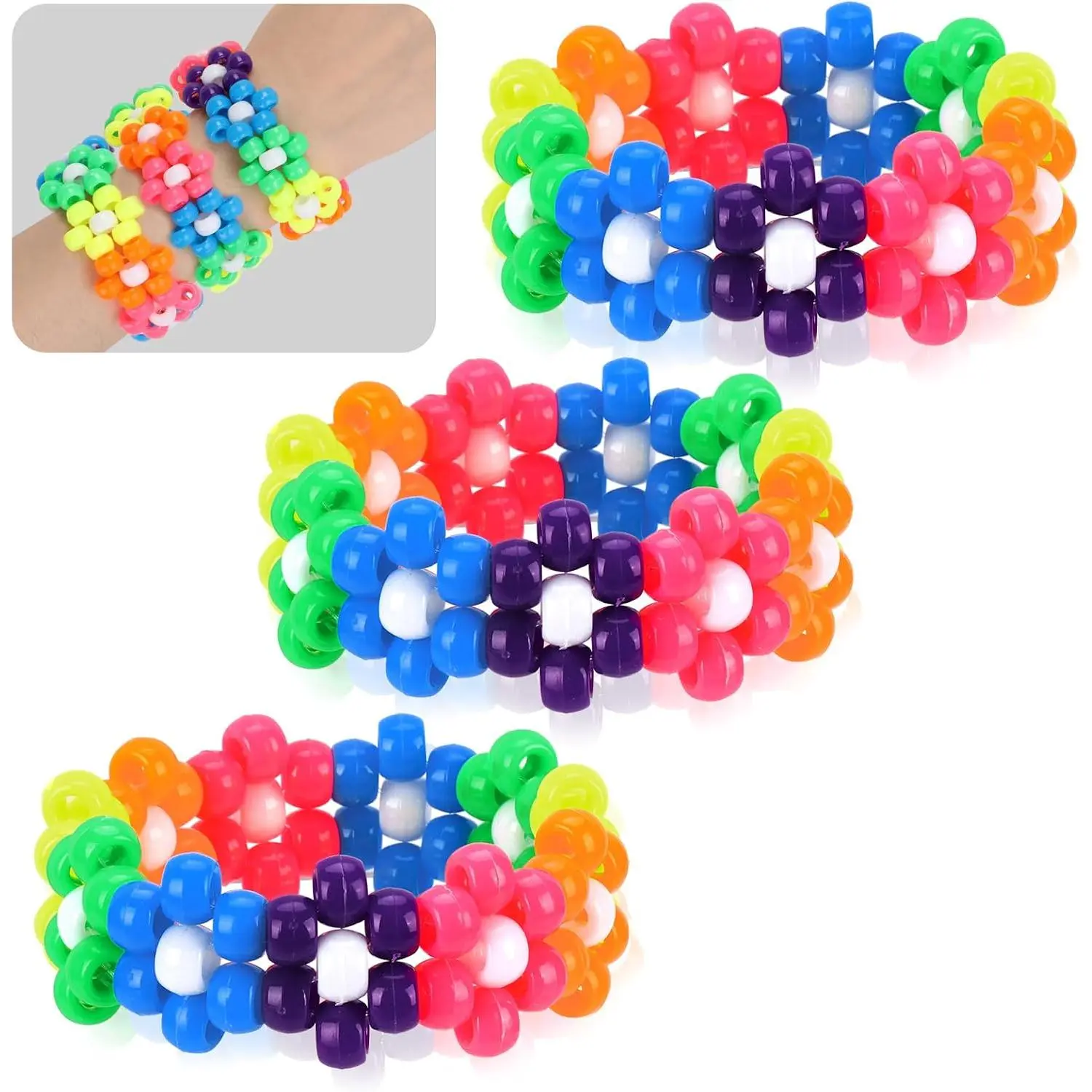 Flower Kandi Bracelets Stretch  Candy Bracelets Multi Color Beaded Flower Kandi Cuff  Accessories   Party Favor for Women  EDM Party  Festival