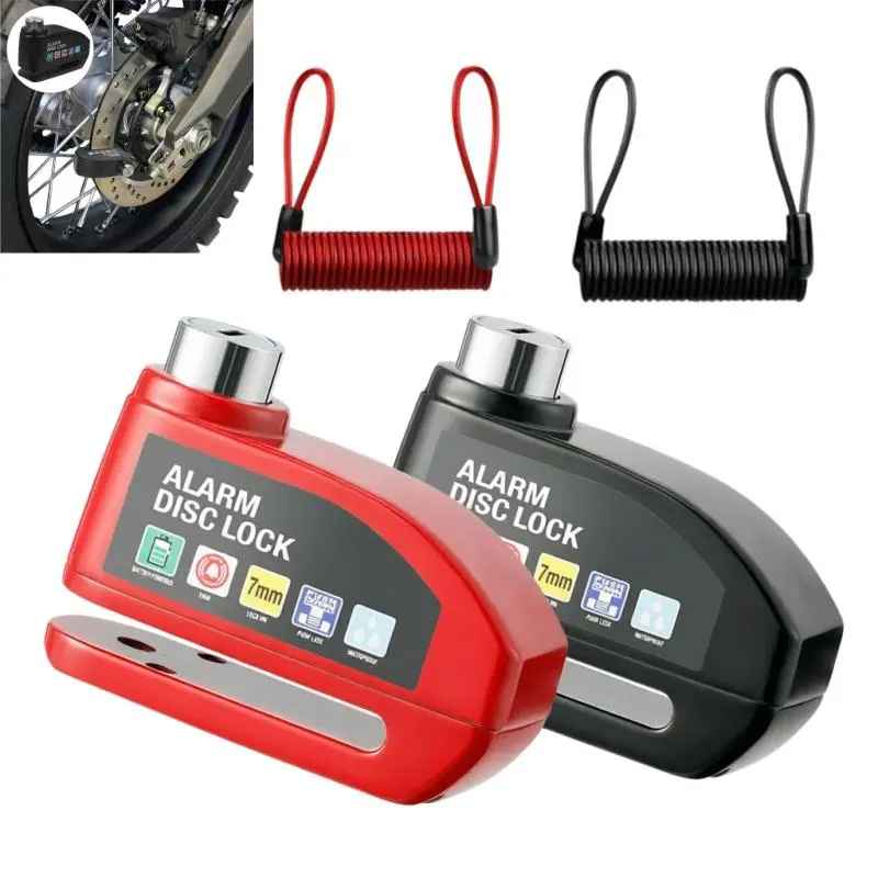 110dB Loud Alarm Zinc Alloy Disc Lock - Waterproof, Anti-Theft with Movement Alert, 5ft Reminder Cable, Carry Pouch, Father's Day Gift for Motorcycle, Bicycle Security (No Extra Accessories Unincluded)