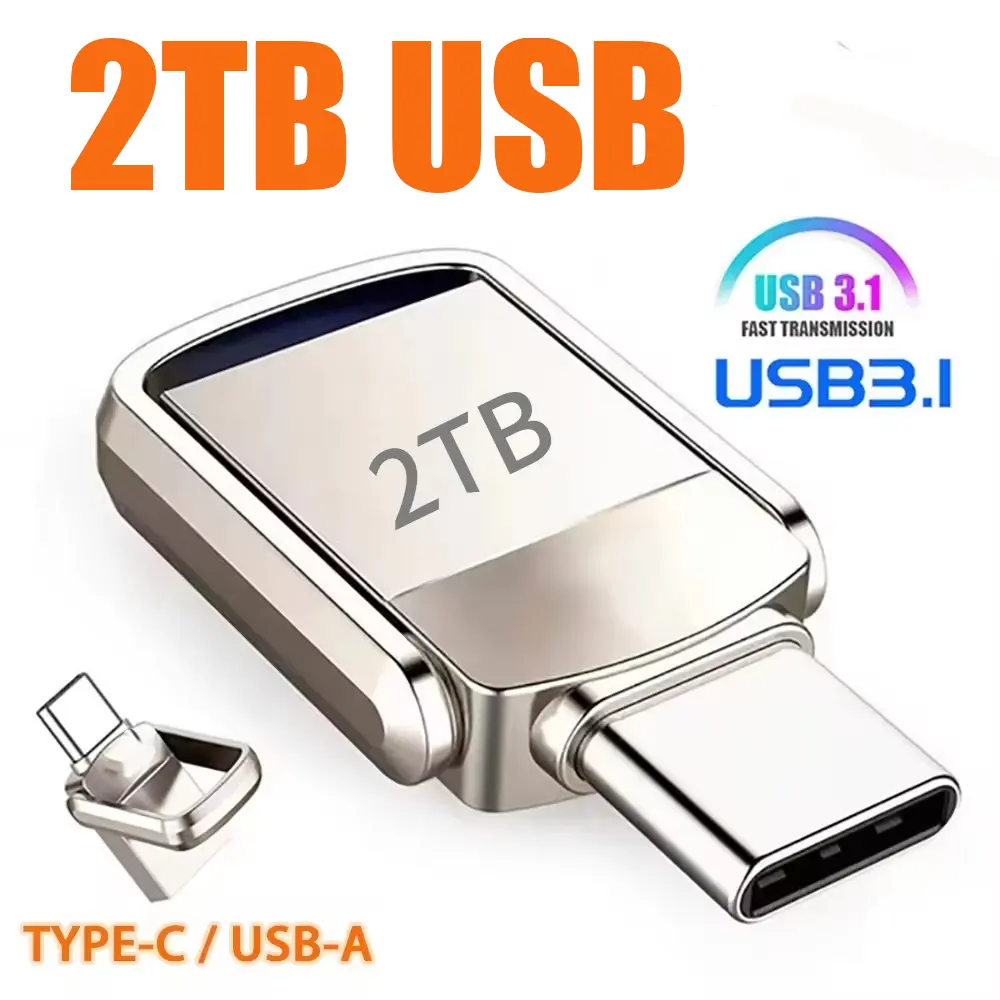 2TB High-Speed USB 3.2 Type-C Thumb Drive - 1000000 Times Rewritable, OTG USB Drives, Boot Support, Bus-Powered, for PC & Phone, Computer, Support Linux Memory Stick, Linux Users