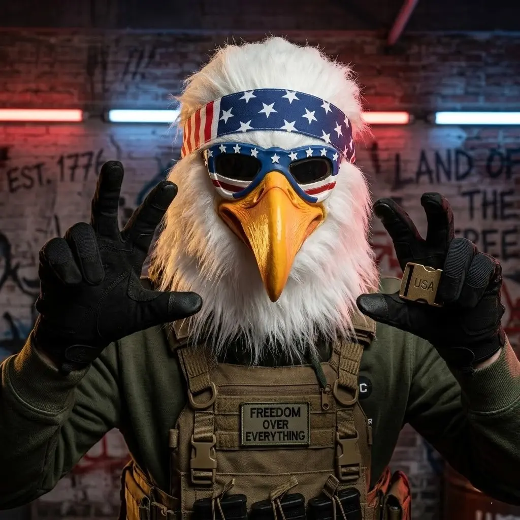 Latex Eagle Mask with American Flag Headband, Realistic Bird Head Mask, Hyper Realistic Mask, Animal Mask for Halloween Cosplay Costume, Freedom Party Supplies and Accessories
