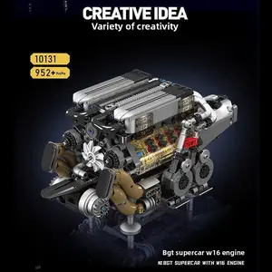 V12 supercar engine building block model racing car desktop decorative toy, movable connecting rod cylinder mechanical component kit, adult high-difficulty craft engine display decoration, suitable for car enthusiasts to give as a gift