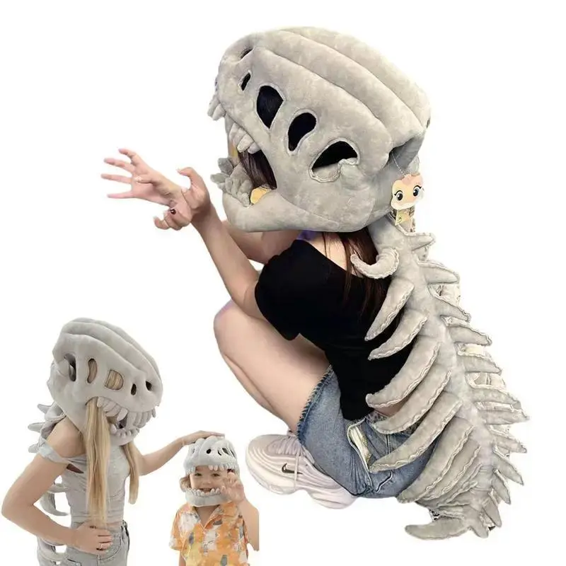 Women's Halloween Dinosaur Family Cosplay Costume Sets - Non-Blow Realistic Plush Skeleton Suit, Skull Headpiece Accessory, Adult-Fit Special Clothing Accessory, Dinosaur Costume Non Blow, Halloween Costume Sets
