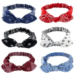 Women’s 6-Pack Assorted Headband Set, Rabbit Ear Knot Wide Elastic Hair Accessories, Soft Stretch Flexible Wire Headbands for Hairstyling, Daily Casual Wear, Makeup, Workout, Travel and Fashion Outfit Styling Accessories