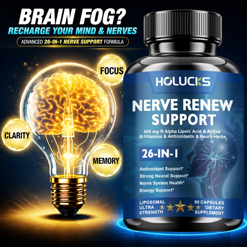Ultra Strength Liposomal Nerve Support Capsules, Methylated B1 B6 B12 Folate, R-Alpha Lipoic Acid, Lion’s Mane, Ginkgo Biloba Turmeric Herbal Blend for Neural & Nerve System Health, 60 Veg Capsules