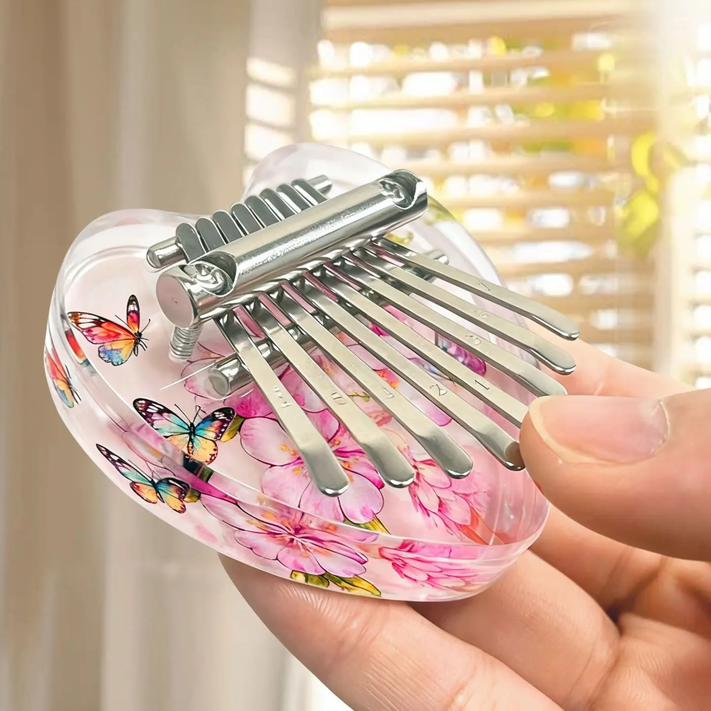 Small Kalimba Instrument Acrylic Finger Piano and Sheet Music Neck Strap Set, Ideal for Beginners, Music Lovers, Performers, Unique Gift Choice