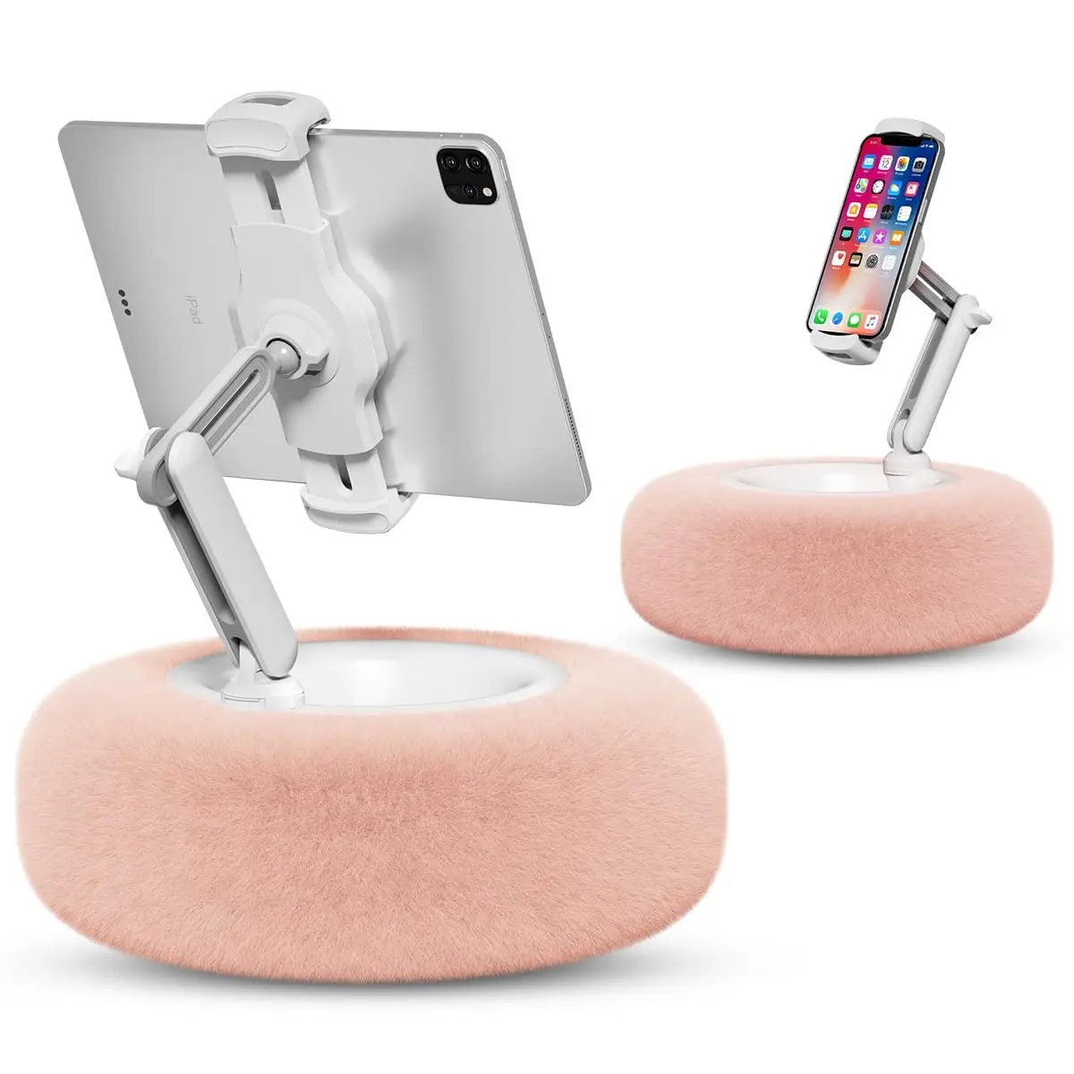Tablet Stand Pillow, Rotatable Adjustable Stand, 360° Adjustable Smartphone Tablet Holder, Soft Plush Fabric, Detachable Bowl, Compatible with 4.7"-13" Devices, Tablet Mount Stand