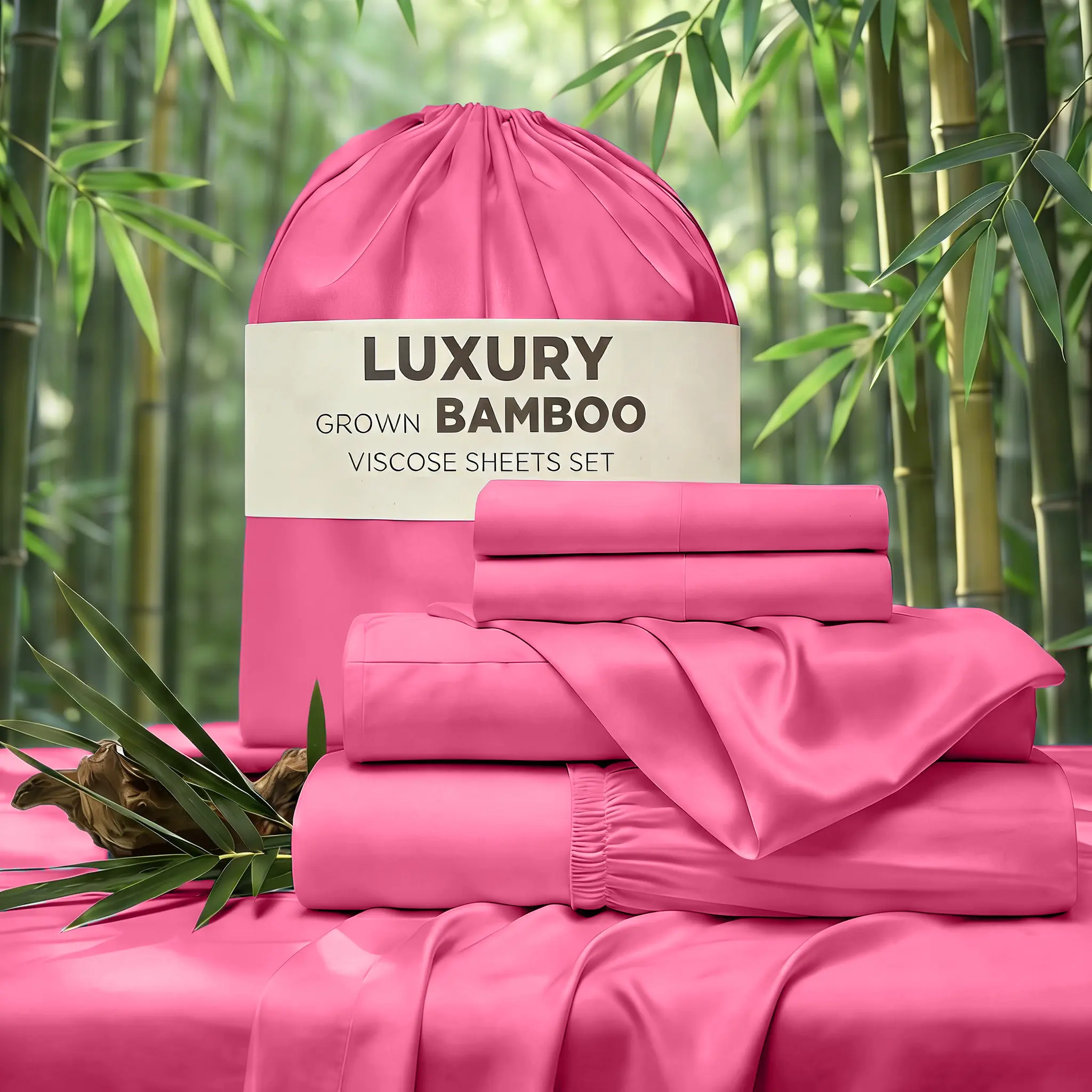 MUXHOMO Cooling Sheet & Pillowcase Sets - 4 PC Iconic Collection Bedding -Rayon Derived from Bamboo,Deep Pocket Up to 14" Hotel Luxury, Extra Soft, Cooling Bed Sheets - Wrinkle, Fade, Stain Resistant Suitable for Room Decor