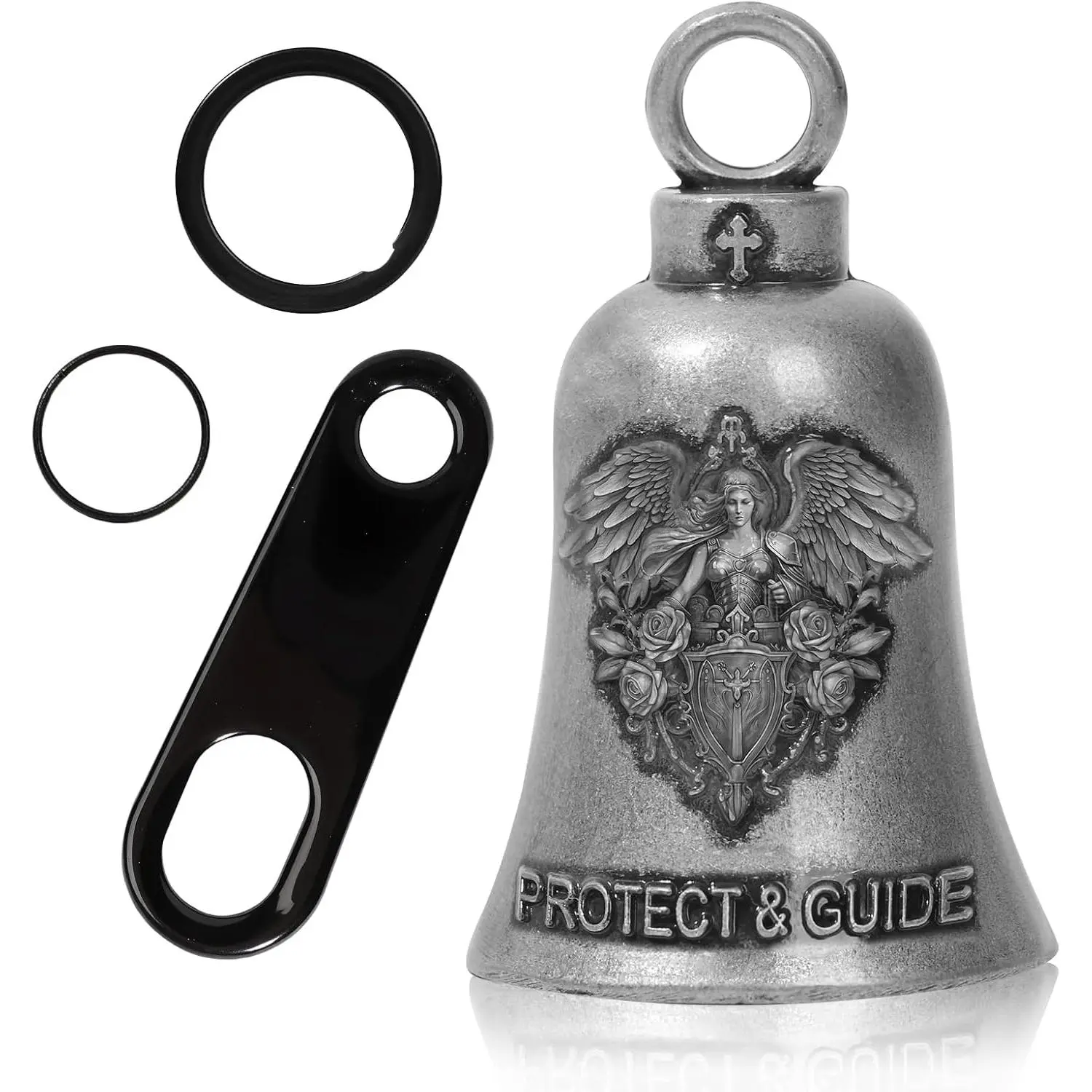 Guardian Bell Motorcycle for Bikers, Guardian Angel Gremlin Bells with 2 Key Chain Ring for Luck Riding, Motorcycle Rider Accessories