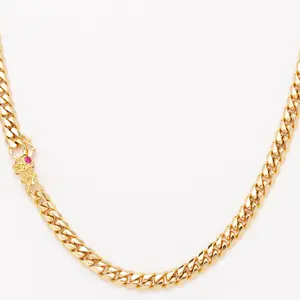 [ICE HUE]18K Gold Vacuum Plated Copper with 5A+ Sri Lanka Zircon Skull Design Cuban Chain  Necklace Miami Italy Mexico & Micro Inspired for Women & Men Luxury Jewelry,Daily Wear,Casual Fashion,Gift Idea,,Classic,Hip Hop,Simple,Sporty Style