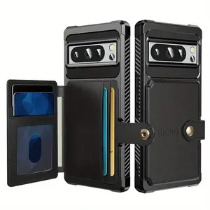 for Pixel 8 Pro Pixel 7 Pro Pixel 7/8 Case with Card Holder, Compatible with Magnetic Car Mount, Heavy Duty Shockproof Rugged Soft TPU Back Flip Wallet Cover