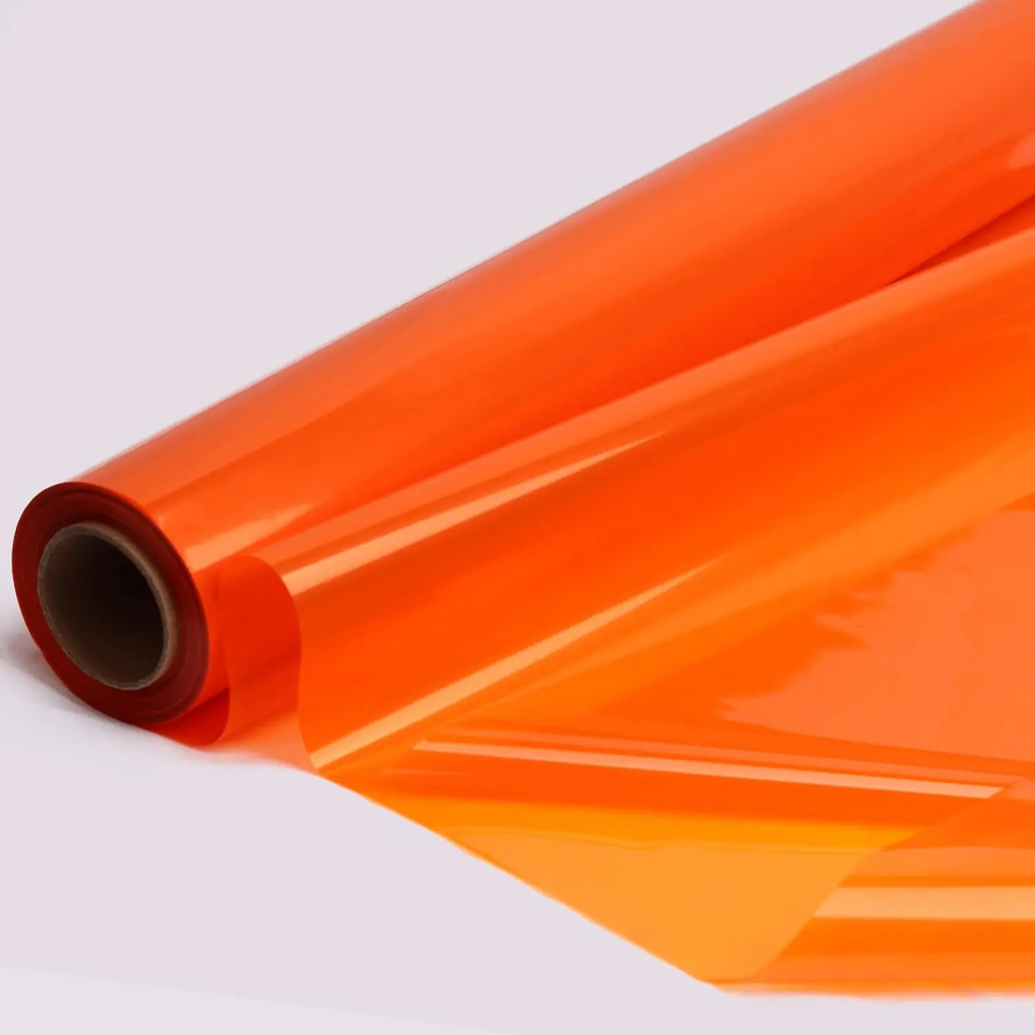 Orange Cellophane Wrap Roll, Colorful Cello 34 In Wide X 100 Ft Long, Translucent Colored Cellophane Wrapping Paper for Gift Baskets Wrap, Treats, Holiday, DIY Arts Crafts Decoration (Orange)